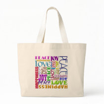 Peace Joy Love Happiness Tote Bags