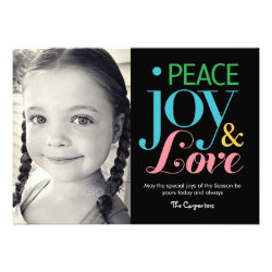 Peace, Joy, & Love Holiday Photo Cards Custom Invite