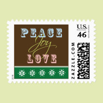 Peace-Joy-Love Holiday Postage (green) stamps
