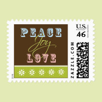 Peace-Joy-Love Holiday Postage (lime) stamps