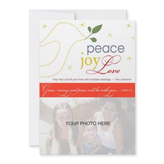 Peace, Joy, Love, Religious Holiday Card