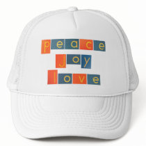 PEACE JOY LOVE Sandpaper Letters Mesh Hats