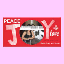 Peace Joy Plus Love Photo Card photo cards