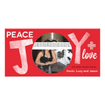 Peace Joy Plus Love Photo Card