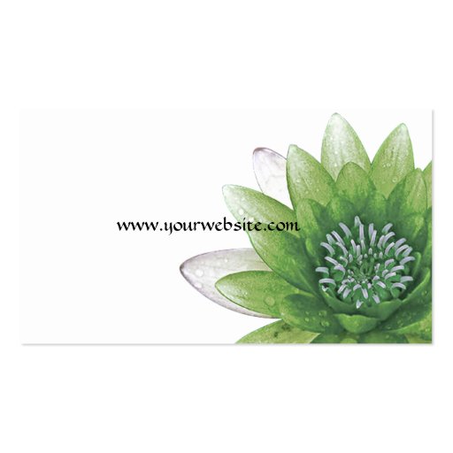 Peace l Beautiful Green Lotus Flower/Water Lily Business Card Templates (back side)