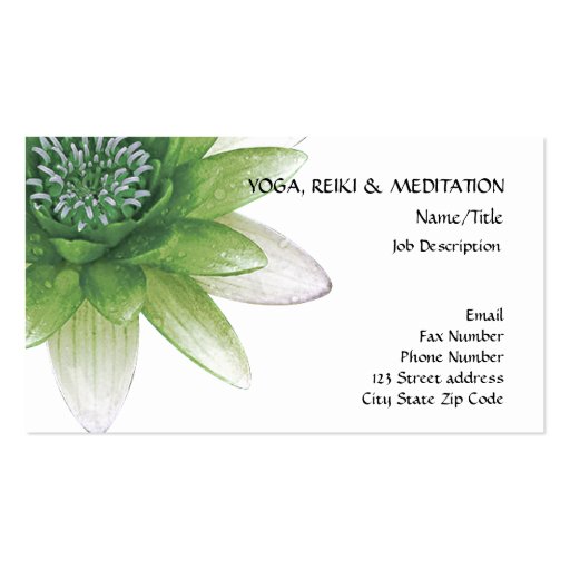 Peace l Beautiful Green Lotus Flower/Water Lily Business Card Templates