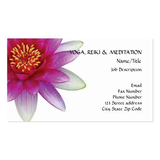 Peace l Beautiful Pink Lotus Flower/Water Lily Business Card Template