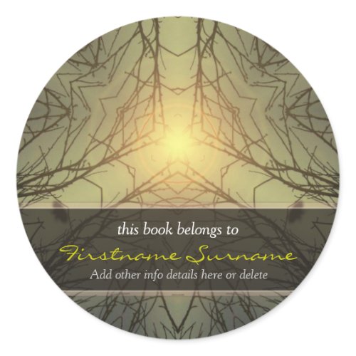 Peace Light Forest Art Bookplate Sticker sticker