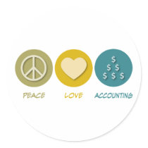 Peace Love Accounting Round Sticker