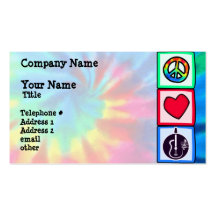 Peace, Love,  Acoustic Guitars Business Card Template