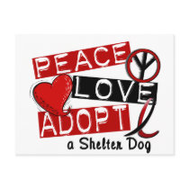 PEACE LOVE ADOPT A Shelter Dog Post Cards