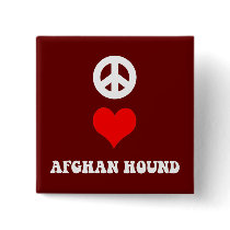 peace love afghan hound buttons