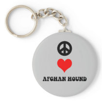 peace love afghan hound key chains