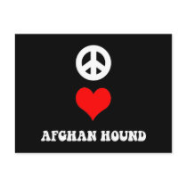 peace love afghan hound post cards