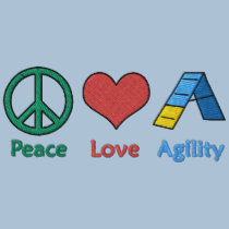 Peace Love Agility embroidered shirts