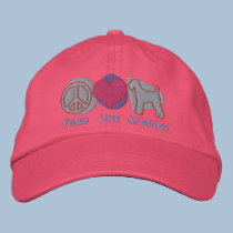 Peace Love Airedales Embroidered Hat (Pretty) embroidered hats