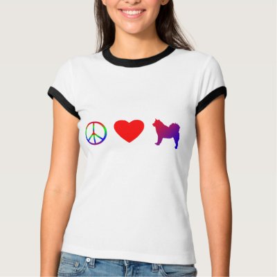 Peace Love Alaskan Malamutes Ladies TShirt by MenagerieMayhem