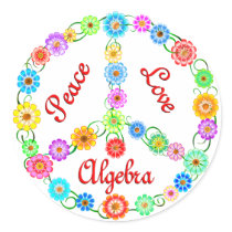 Peace Love Algebra Round Sticker