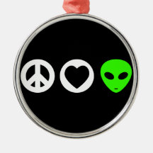 Peace Love Alien Ornaments