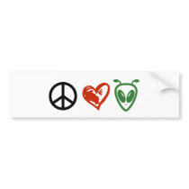 Peace Love Aliens Bumper Stickers