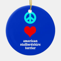 peace love american staffordshire terrier christmas ornaments