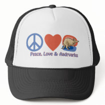 Peace, Love and Aardvarks hats