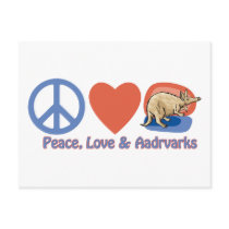 Peace, Love and Aardvarks postcards by naturetees Peace, Love and Aardvarks postcards