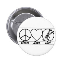 Peace Love and Art Pinback Button
