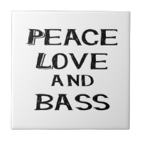 peace love and bass bernice black ceramic tile