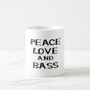 peace love and bass bernice black mug