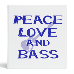 peace love and bass bernice blue w guitar 3 ring binders