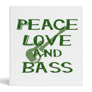 peace love and bass bernice green w guitar 3 ring binder