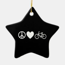 Peace Love and Bicycles Christmas Ornaments