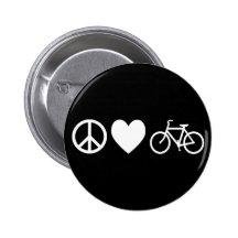 Peace Love and Bicycles Pinback Button