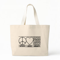 Peace Love and Binary Canvas Bag