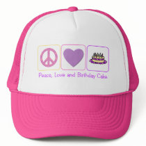 Peace, Love and Birthday Cake Mesh Hat