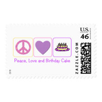 Peace, Love and Birthday Cake Stamp