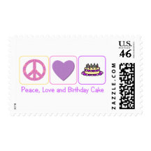 Peace, Love and Birthday Cake Stamp