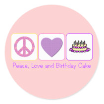 Peace, Love and Birthday Cake Stickers
