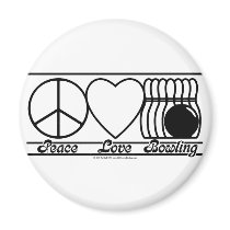 Peace Love and Bowling Refrigerator Magnet