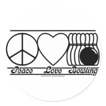 Peace Love and Bowling Sticker