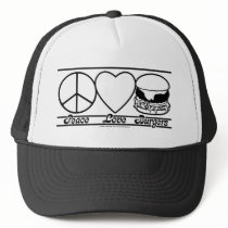 Peace Love and Burgers hats by klclewis Peace Love and Burgers hats