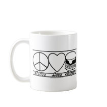 Peace Love and Burgers mugs