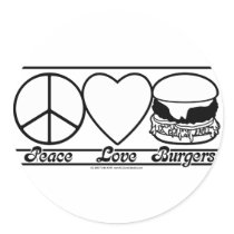 Peace Love and Burgers stickers