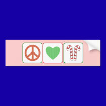 Peace, Love and Candy Canes bumper stickers