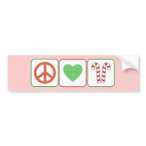 Peace, Love and Candy Canes bumper stickers