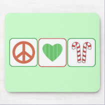 Peace, Love and Candy Canes mousepads