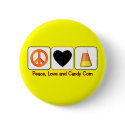 Peace, Love and Candy Corn buttons