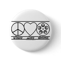 Peace Love and Cinema buttons by klclewis Peace Love and Cinema buttons