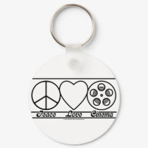 Peace Love and Cinema keychains